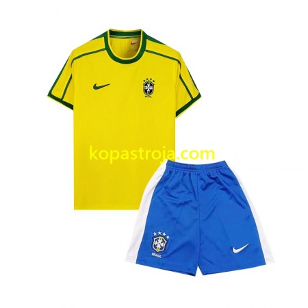 Billiga Fotbollströjor Brasilien Retro Barn Hemma tröja 1998 Kortärmad